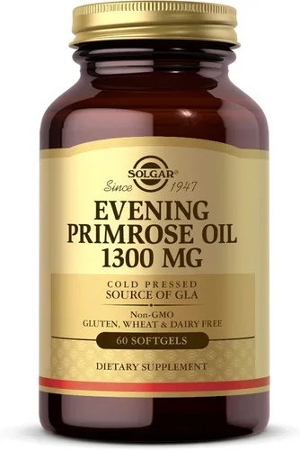 Solgar Aceite de onagra de 1300 mg, 60 cápsulas blandas, promueve una piel saludable, apoyo nutricional para mujeres, sin OMG, sin gluten, sin