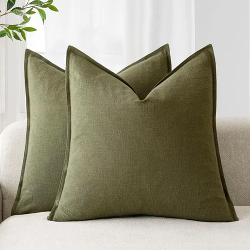 Foindtower Paquete de 2 fundas de almohada decorativas de lino y liso, funda de cojín decorativa suave, estilo bohemio campestre para silla, sofá,