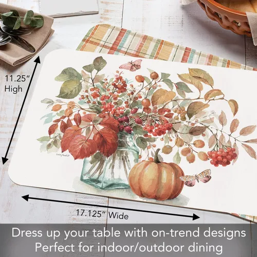 Miniatura 5 de CounterArt Autumn in Nature - Juego de 4 manteles individuales reversibles de plástico flexible de fácil cuidado, fabricados en los Estados Unidos