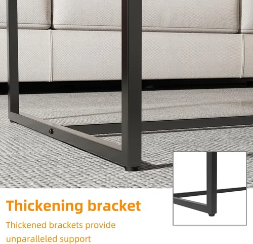 Miniatura 5 de Wisfor Mesa de centro rectangular de piedra sinterizada de mármol con patas de metal para sala de estar, 40 x 24 x 17 pulgadas, gris