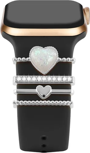 Miniatura 21 de ALMNVO Bling Charms de diamante para correas de Apple Watch, Charms de 46 mm, 45 mm, 44 mm, 42 mm, 41 mm, 40 mm, 38 mm, 49 mm, anillos decorativos