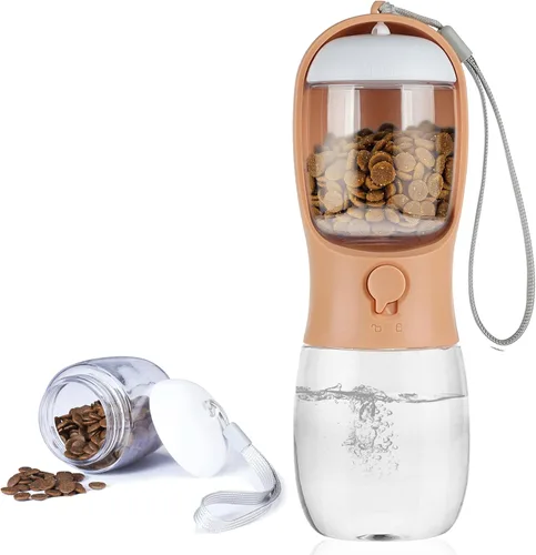 Miniatura 25 de Botella de agua para perros con recipiente para alimentos, dispensador de agua portátil a prueba de fugas para mascotas, para caminar, senderismo