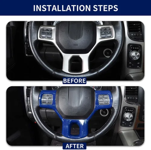 Miniatura 2 de Hoolcar Funda interior para volante de ABS compatible con accesorios Dodge RAM 2010-2017, color azul