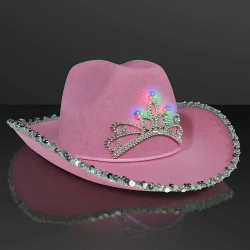 Miniatura 2 de FLASHINGBLINKYLIGHTS Sombrero de vaquera rosa occidental con luz
