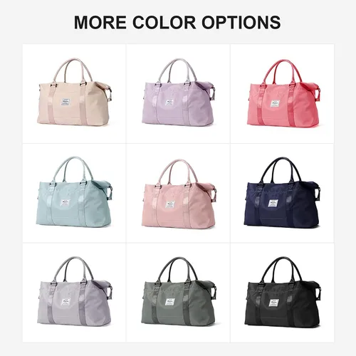 Miniatura 9 de Pequeña bolsa de gimnasio negra para mujer, elegante bolsa de viaje para avión, bolsa de lona ligera para mujeres y hombres, bolsa