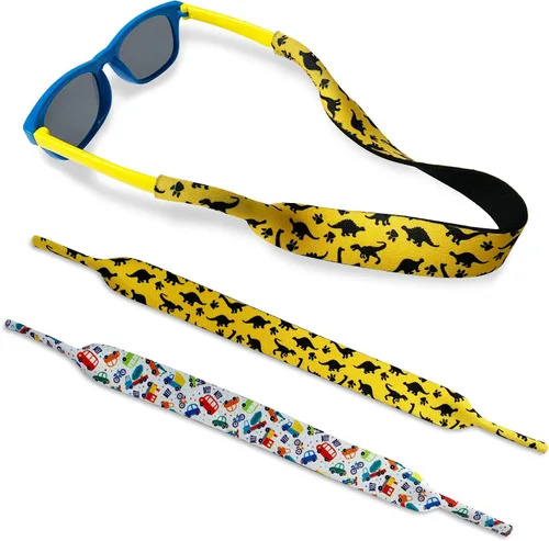 Miniatura 9 de Diseño de retenedor de lentes para niños con material de neopreno flotante, correa ajustable para lentes sin cola para niños y niñas, paquete de 2