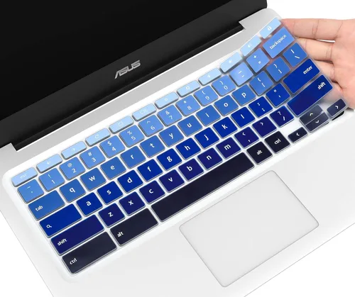 CaseBuy Funda de teclado prémium para ASUS Chromebook Flip C434 2 en 1, ASUS C302CA/C423NA/C425TA/C433TA/C434TA-DH342T DSM4T DS384T C523NA azul