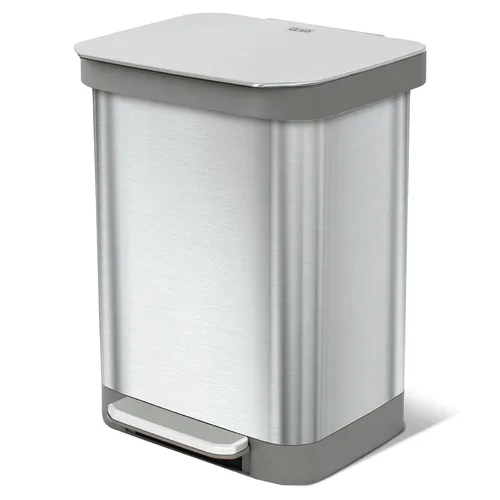 Miniatura 11 de Glad Basurero con pedal de acero inoxidable de 20 galones / 75.5 litros con protección contra olores CloroxTM, color gris plomizo acero