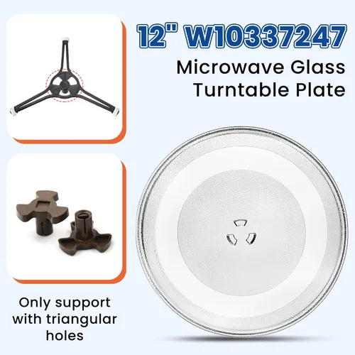 Miniatura 5 de Placa giratoria de vidrio para microondas W10337247 de 12 pulgadas apta para placa de vidrio de microondas Whirlpool - Reemplazar la bandeja