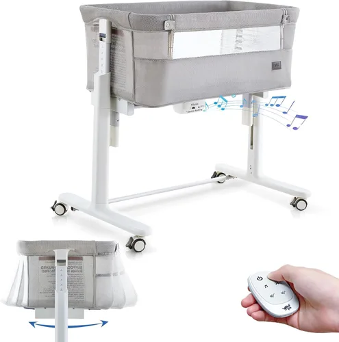 Miniatura 10 de VaVaSoo Moisés Mecedor para Bebé, Moisés Eléctrico Automático de Cabecera, Cuna de Cabecera para Bebé con 5 Alturas Ajustables para Infantes de 0-6
