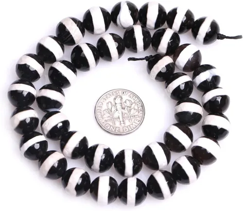 Miniatura 3 de Cuentas sueltas, gemas de ágata redondas facetadas naturales para realizar joyería a mano en grandes cantidades, bricolaje. Una tira: 15 pulgadas