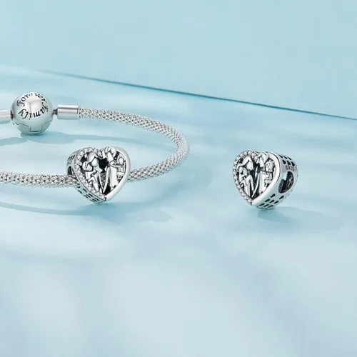 Miniatura 2 de NINGAN Dijes con dije de trébol de corazón con texto en inglés "I Love My Family" para mujer, regalo para mamá, familia, hermana, amigas