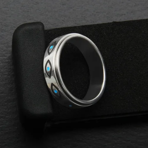 Miniatura 4 de Anillo de ansiedad para mujer, anillos giratorios: anillos giratorios de acero inoxidable de 0.236 pulgadas (0.236 in) con luna y estrella