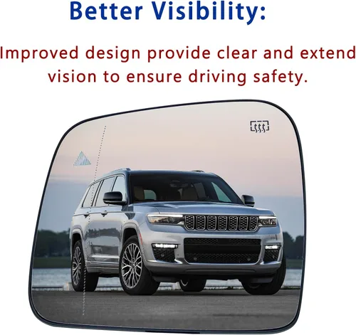 Miniatura 3 de Reemplazo del espejo lateral del conductor con detección de punto ciego para DODGE Durango JEEP Grand Cherokee 2011-2021, cristal de espejos