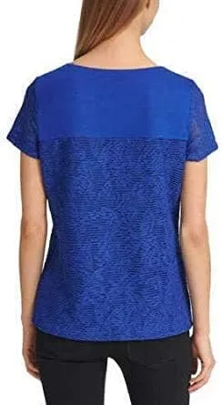 Miniatura 3 de Calvin Klein Camiseta de manga corta de malla superpuesta de doble capa para mujer