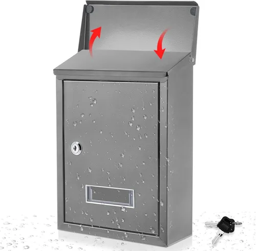 Miniatura 8 de Amylove Buzones de correo resistentes a la intemperie con cerradura de llave, buzón de metal de montaje en pared con bloqueo de seguridad con ranura