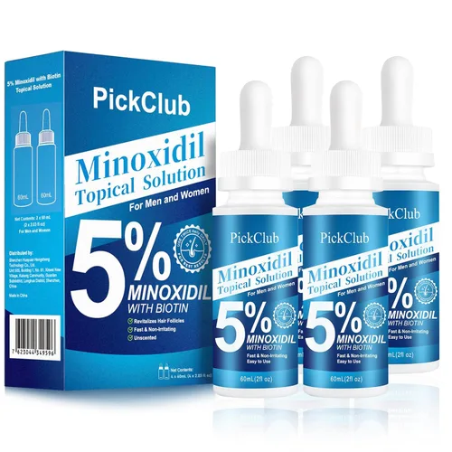 5% de minoxidil con biotina para hombres y mujeres, suero para el crecimiento del cabello y la barba, suave, de rápida absorción, con gotero,