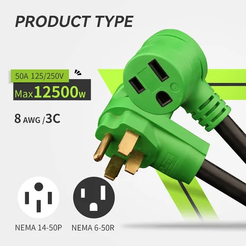 Miniatura 2 de RVMATE Cable adaptador de soldador de 50 amperios a 50 amperios, NEMA 14-50P a 6-50R convertidor eléctrico RV de 12 pulgadas