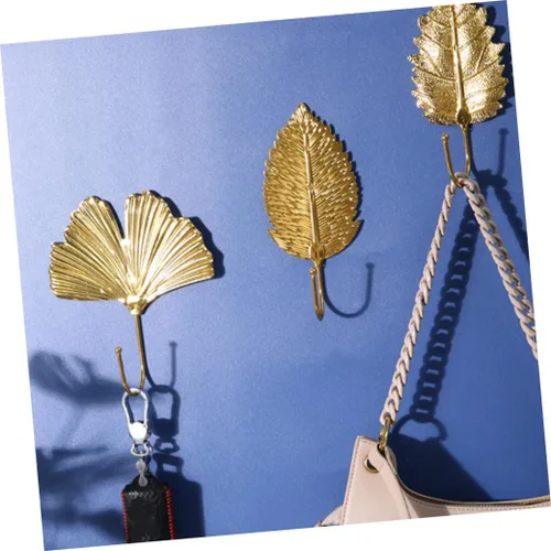 Miniatura 5 de OSALADI 2 ganchos decorativos de hojas de ginkgo elegantes y perchas para sombreros para el hogar, entrada, dormitorio, sala de estar