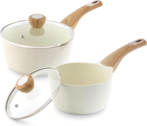 Miniatura 21 de SENSARTE - Cacerola antiadherente de cerámica con tapa, olla pequeña de 2.0 cuartos de galón, olla de cocina blanca con asa que no se calienta, olla
