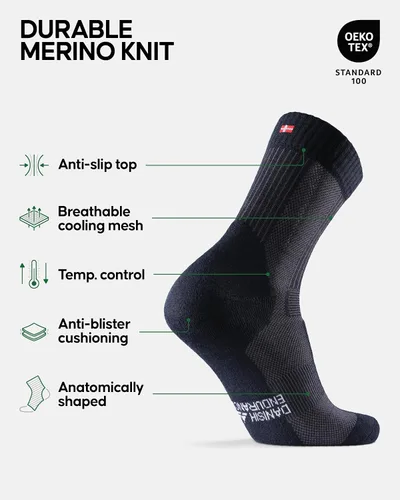 Miniatura 2 de DANISH ENDURANCE Paquete de 3 calcetines de senderismo ligeros de lana merino para hombres, mujeres y niños