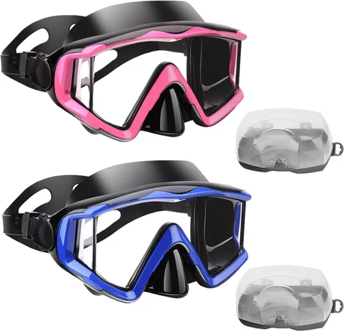 Miniatura 23 de Máscara de buceo Anti-niebla Natación Snorkel máscara adecuada para adultos Buceo Natación Snorkel Gafas Máscaras Lentes negro-azul