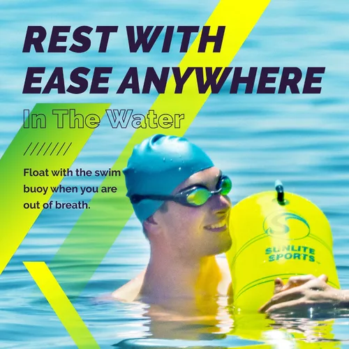 Miniatura 2 de Sunlite Sports Boya de natación de alta calidad, altamente visible, impermeable, de seguridad, flotador, entrenamiento para natación en aguas