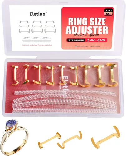 Paquete de 15 ajustadores y reductores de tamaño de anillo, juego de medidores invisibles para anillos sueltos, 2 estilos, 6 tamaños en espiral y 3