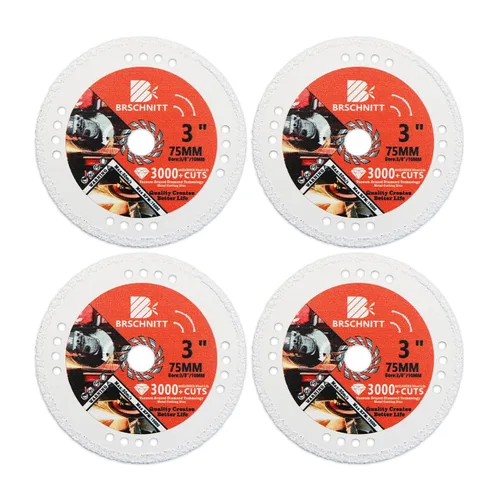 Miniatura 8 de Rueda de corte de diamante, hojas de sierra de diamante soldadas al vacío de 3 pulgadas x 3/8 pulgadas para tubo de acero de metal, rueda de corte