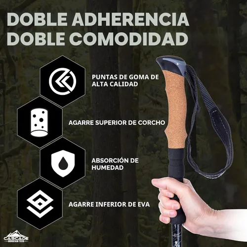 Miniatura 4 de Cascade Mountain Tech Bastones de senderismo de aluminio ligeros de grado aeronáutico con agarre extendido y kit de punta Azul claro