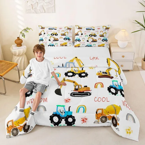 Miniatura 24 de Erosebridal Juego de ropa de cama de tren de dibujos animados para niños y niños, edredón de plumón de vehículos para niños, decoración