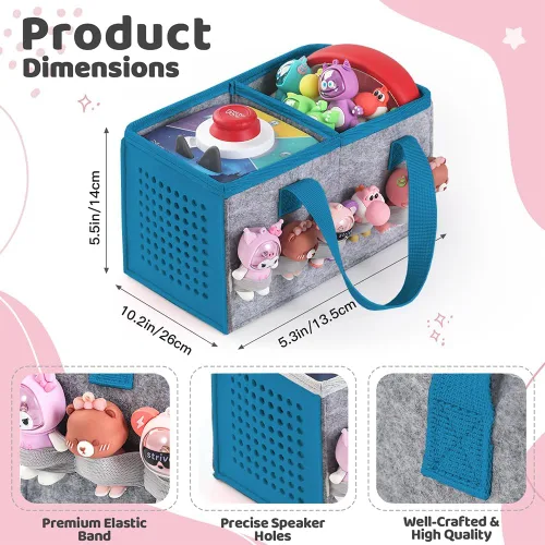 Miniatura 7 de Estuche de transporte Pisosn para juego de iniciación Toniebox y figuras Tonies, bolsa plegable de tela de fieltro para juguetes musicales de viaje