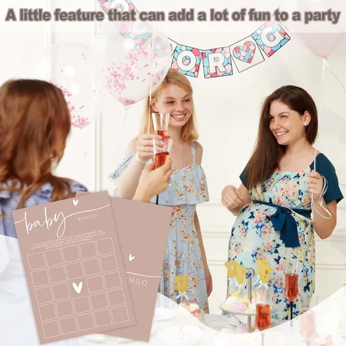 Miniatura 4 de Juegos de baby shower, tarjetas de juego de bingo rosa para baby shower, 30 juegos de decoración de fiesta de revelación de género - F03