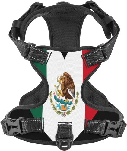Love - Arnés para perro con diseño de bandera de México, sin tirones, para perros pequeños, medianos y grandes, cachorros, mascotas, gatos, caminar