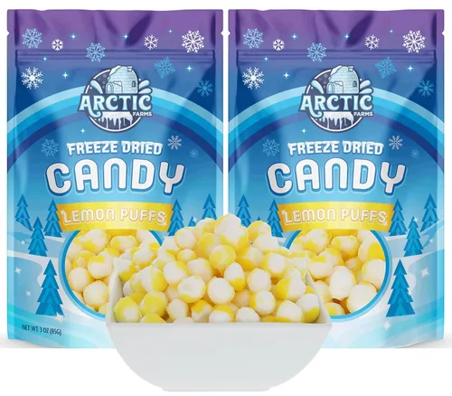 Miniatura 9 de Arctic Farms Caramelos liofilizados de caramelo agrio en bolsa y en caja (Gigantes de limón) (3 onzas)