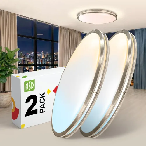 Miniatura 61 de ASD Lámpara LED de techo de montaje empotrado de 18 pulgadas, interruptor de 28 W, 100-277 V, 2750 lúmenes, 3000 K/4000 K/5000 K, regulable, Níquel