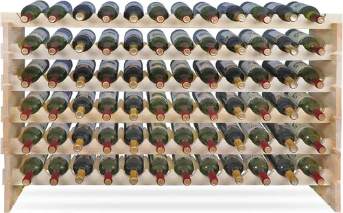 Estante modular para vino 72, estante apilable para almacenamiento de vino, estantes de exhibición de madera maciza, sin tambaleo (72 botellas)