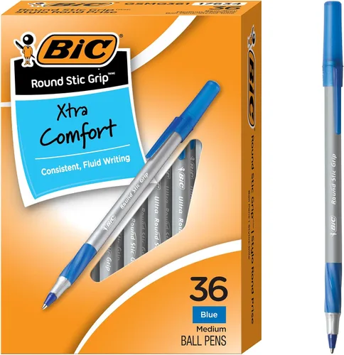 Miniatura 9 de BIC Bolígrafos Round Stic Grip Xtra Comfort, color negro, punta media (1.2 mm), paquete de 36 unidades, bolígrafos perfectos para escribir