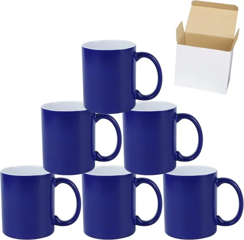 Miniatura 31 de Taza de café de sublimación de cerámica blanca de 11 onzas con colores sólidos en el interior y mango negro, rojo, rosa, azul, verde y amarillo, 6