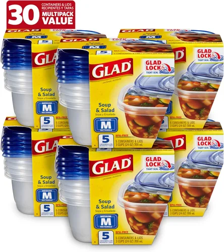 Miniatura 11 de Glad GladWare Entree - Recipientes de almacenamiento de alimentos con tapas, plástico cuadrado mediano sin BPA para preparación de comidas