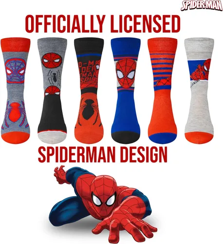Miniatura 4 de Marvel Calcetines Spiderman para niños y hombres, paquete de 6 calcetines para hombres y niños, calcetines atléticos para hombres, calcetines