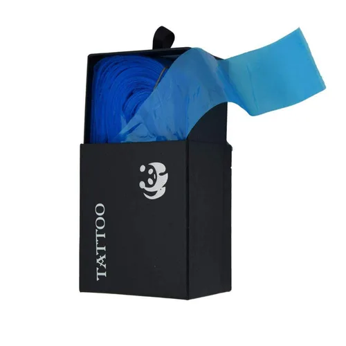 Miniatura 4 de 100 fundas de cordón de clip, caja de plástico azul tatuaje, fundas desechables de clip de higiene para tatuaje, bolsas para máquina de tatuaje