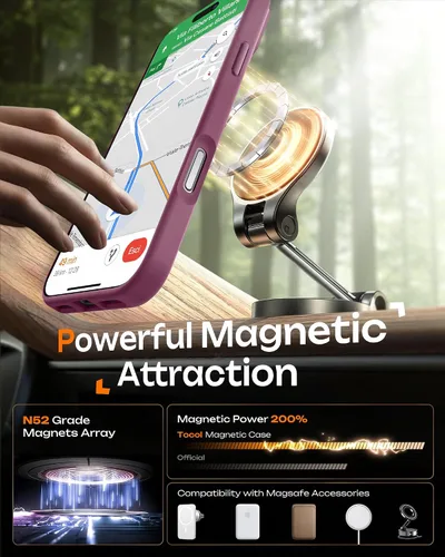 Miniatura 213 de TOCOL Funda para iPhone 11, compatible con Magsafe, protección completa de cámara, imanes integrados, protección contra caídas, funda translúcida