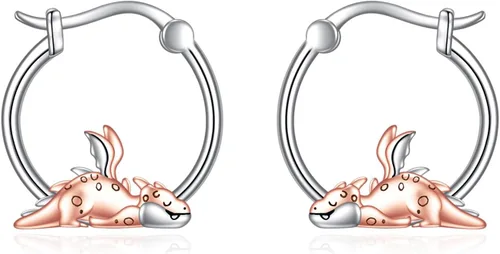 Aretes de plata de ley 925 con diseño de animales, bonitos aretes de aro de animales, regalos de joyería para mujeres y niñas