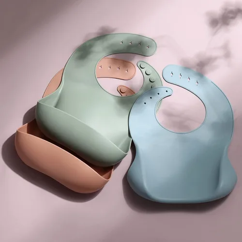 Miniatura 2 de Eascrozn Silicone Bibs for Babies Toddler Set of 3, BPA Free, Soft Adjustable Waterproof Bibs for Feeding Essentials Verde