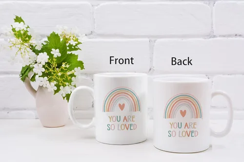 Miniatura 3 de QASHWEY Taza de café con texto en inglés "You Are So Loved Rainbow", regalos inspiradores para mujeres, niñas, niños, esposa, hermana, mamá, novia