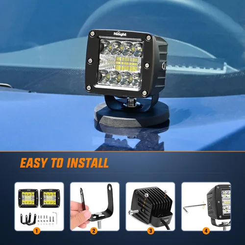 Miniatura 7 de Nilight 2 cubos LED de 3 pulgadas y 42 W mejorados, combo de inundación de puntos, luces antiniebla todoterreno de conducción cuadrada de 12 V, 5
