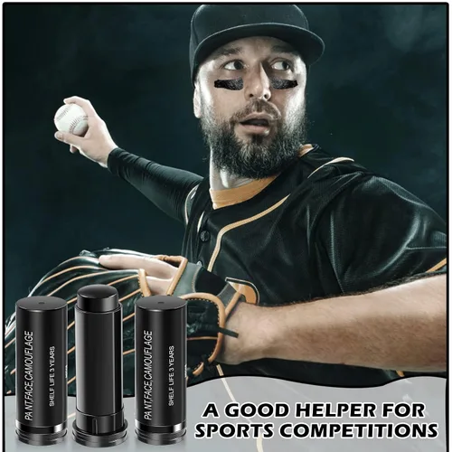 Miniatura 7 de CAHIUYOA 3 unidades de palo negro para ojos deportivos, fútbol, béisbol, sóftbol, pintura corporal para atletas, deportes, payaso, maquillaje