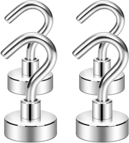 Miniatura 34 de Neosmuk Ganchos magnéticos, imanes de tierra resistentes de 30 libras con gancho para refrigerador, gancho de crucero extra fuerte para colgar