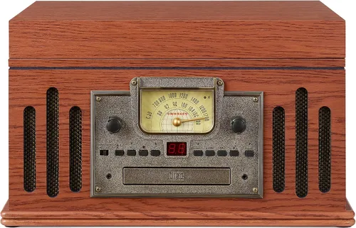 Miniatura 6 de Crosley CR704B-PA Musician Tocadiscos de 3 velocidades con radio, reproductor de CD/casete, entrada auxiliar y Bluetooth, color paprika